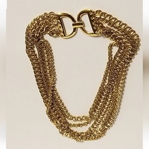 NAPIER  Gold tone 5 Strands Chains Layered Clasp Necklace